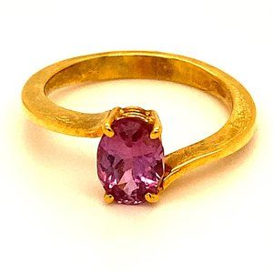 Pink Sapphire 2.51ct Solid 18K Yellow Gold Ring